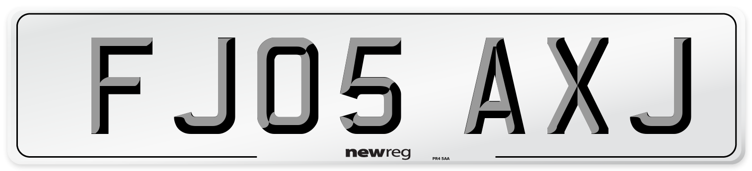 FJ05 AXJ Number Plate from New Reg